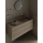 Умывальник подвесной Luxestone 110x40x50 см из керамогранита с бортиком, с щелевым сливом и съемной ревизией (Stonesink_model_8_1) - Фото 3